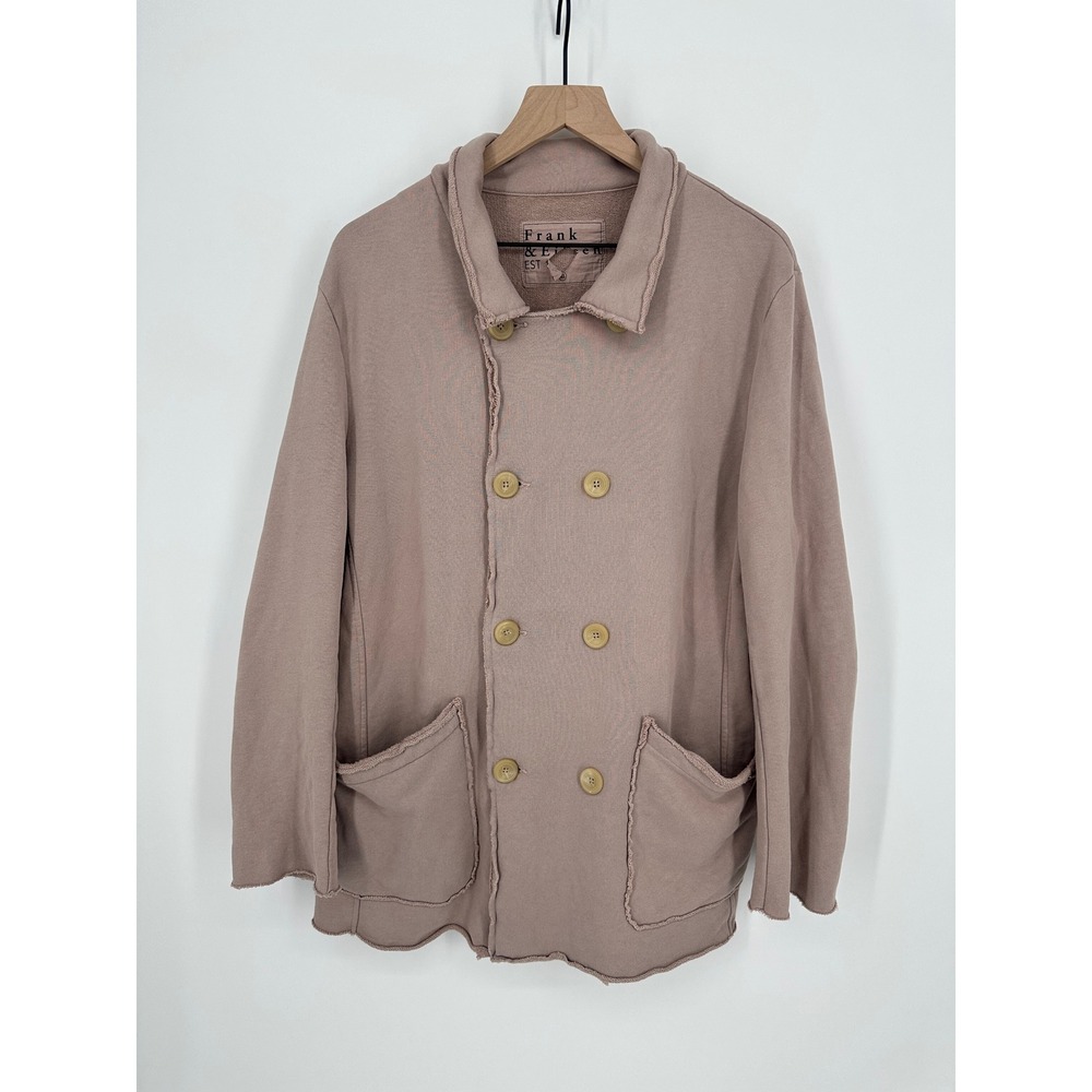 Frank & Eileen Jacket Womens XL Biscotti Pink Beige Belfast Raw Hem Peacoat - Picture 3 of 11